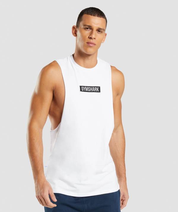 Panske Tielko Gymshark Central Drop Arm Biele | OC8072314